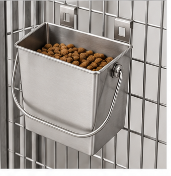 Stainless Steel Square Hanging Food & Water Container for K9 Kennels – SS304