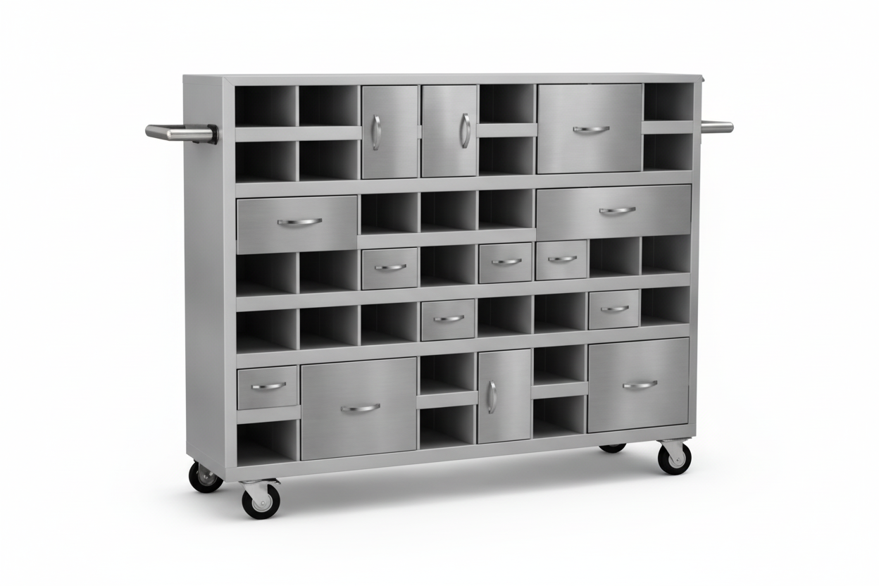 Hybrid Open-Cell & Drawer Cabinet
